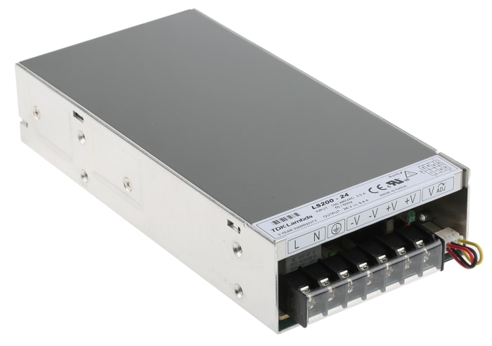 TDK-Lambda Switching Power Supply, LS200-24, 24V dc, 8.4A, 200W, 1 Output, 120 → 373 V dc, 85 → 264 V ac