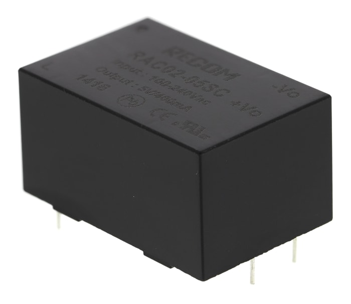 Spínaný napájecí zdroj 2W, počet výstupů: 1, výstup: 5V dc 400mA Montáž na plošný spoj RAC02-C Recom