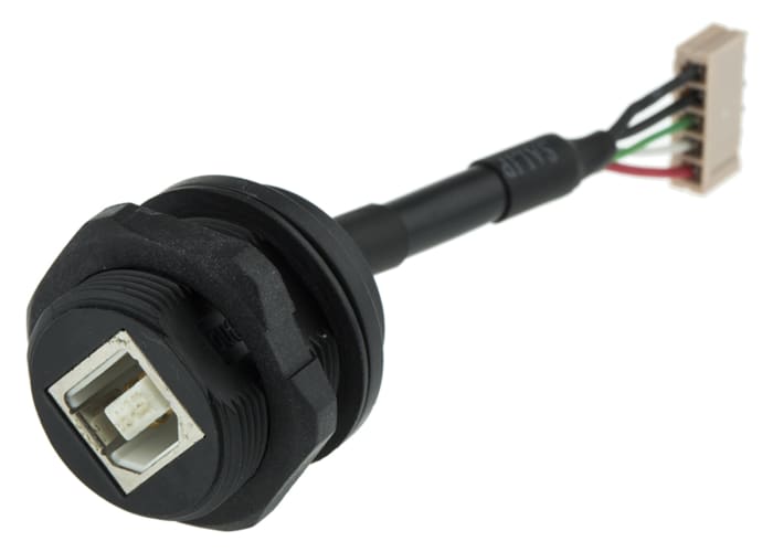 Amphenol Socapex Straight, Jam Nut, Male to Female- Single Port Type B 2.0 USB Connector