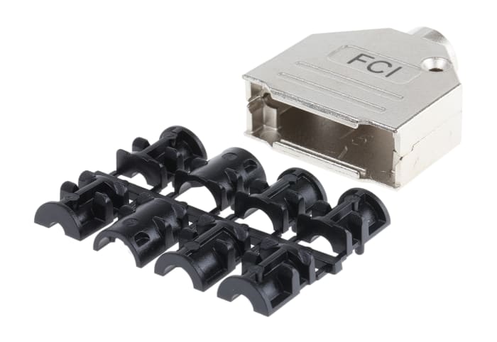 Amphenol Communications Solutions 8655MH Series Die Cast Zinc Straight D-Sub Backshell, 15 Way Strain Relief