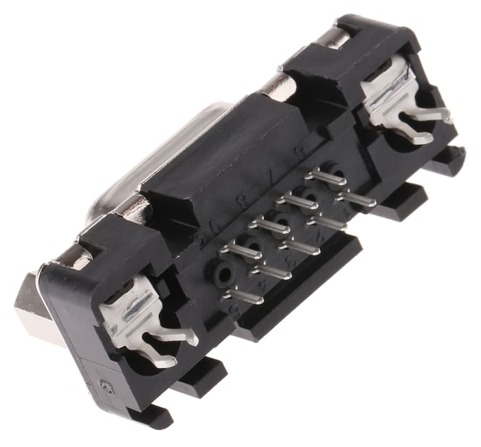 HARTING D-Sub Standard 9 Way Through Hole D-sub Connector Socket, 2.74mm Pitch, with 4-40 UNC Threaded Inserts,