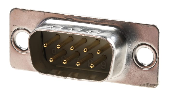 Conector D-sub HARTING, Serie D-Sub Standard, paso 2.74mm, Recto, Montaje en orificio pasante, Macho, Terminación