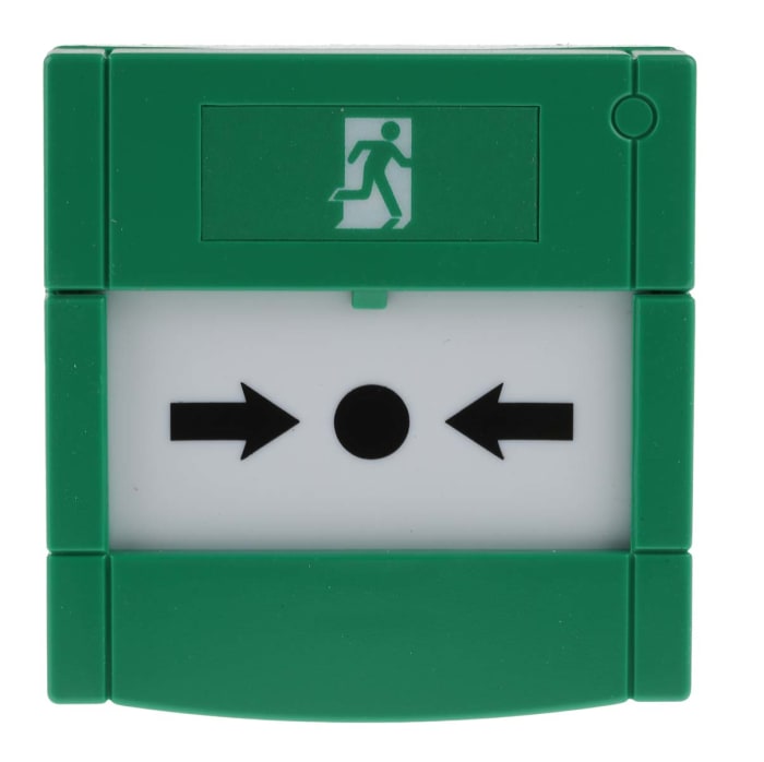 RS PRO Green Emergency exit unlocking box, Button Operated, Resettable, Mains-Powered