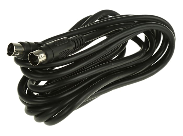 RS PRO Male 4 Pin mini-DIN to Male 4 Pin mini-DIN Black DIN Cable 3m