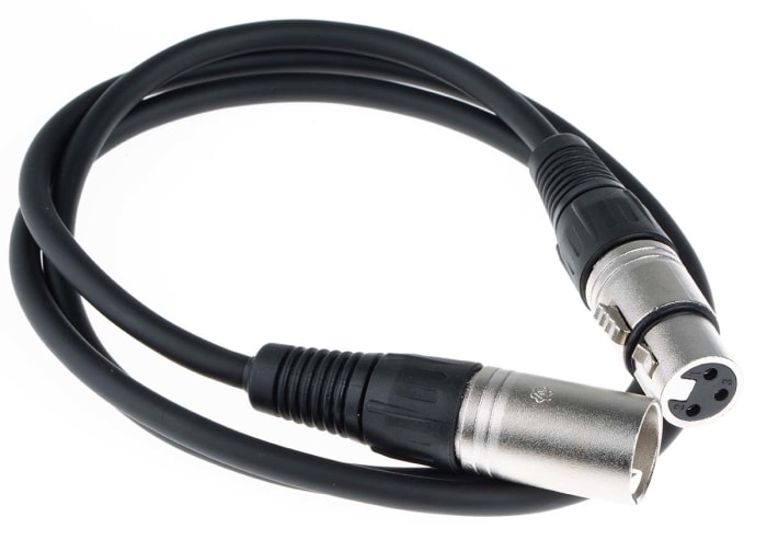 RS PRO Female 3 Pin XLR to Male 3 Pin XLR  Cable, Black, 1m