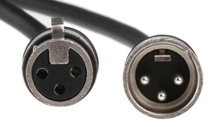 RS PRO Female 3 Pin XLR to Male 3 Pin XLR Cable, Black, 10m