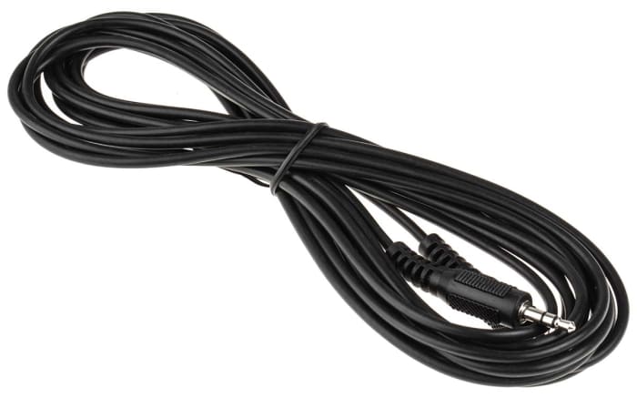 RS PRO Male 3.5mm Stereo Jack to Female 3.5mm Stereo Jack Aux Cable, Black, 5m