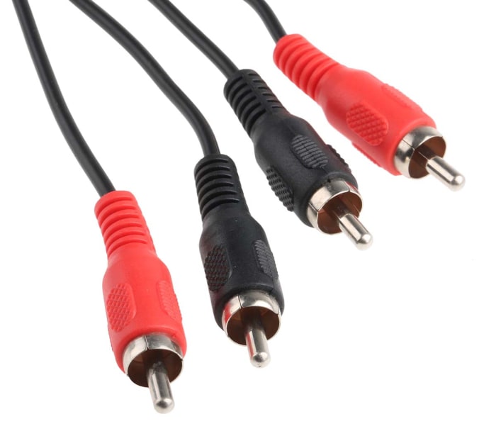 RS PRO Male RCA x 2 to Male RCA x 2 Aux Cable, Black, 2m