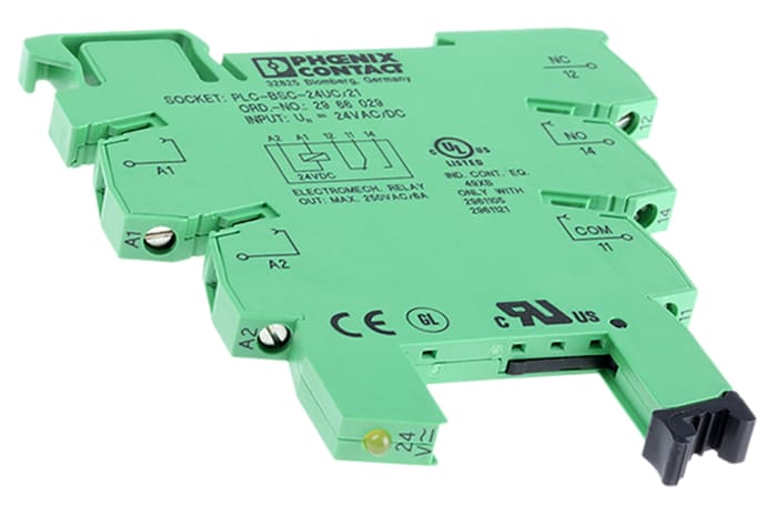 2966029 Phoenix Contact | Phoenix Contact 24V ac/dc DIN Rail Relay Base ...