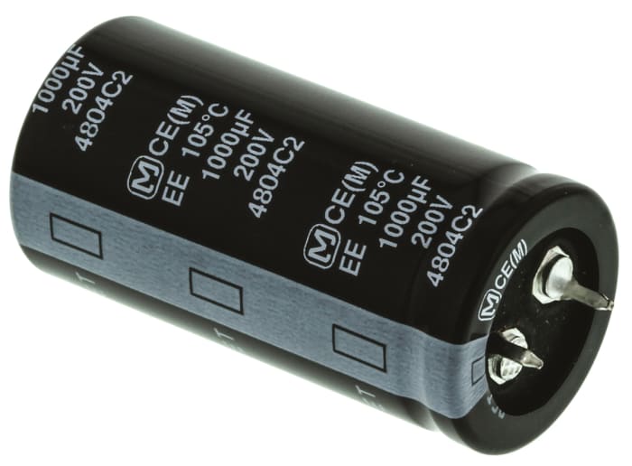 Panasonic 1000μF Electrolytic Aluminium Electrolytic Capacitor 200V dc, Through Hole - EETEE2D102JJ