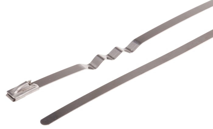 RS PRO Cable Tie, Roller Ball, 840mm x 4.6 mm, Metallic 316 Stainless Steel, Pk-100