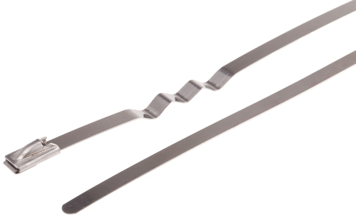 RS PRO, 316 Paslanmaz Çelik, Metalik, Zikzak Kablo Bağı, 200mm x 4,6 mm, Yangına Dayanıklı