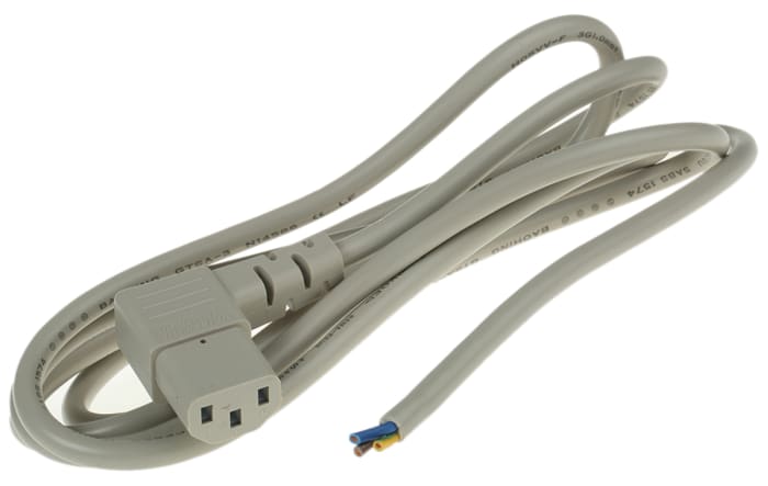 RS PRO IEC C13 Socket to Unterminated Socket Power Cord, 2m