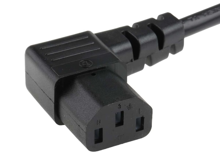 Cable de alimentación RS PRO Negro de 2m, con. A IEC C13, hembra, con. B Sin terminación, 250 V / 10 A