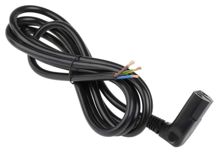 RS PRO Right Angle IEC C13 Socket to Unterminated Socket Power Cord, 2m
