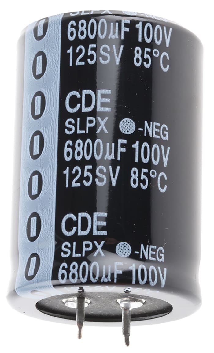 Cornell-Dubilier 6800μF Aluminium Electrolytic Capacitor 100V dc, Snap-In - SLPX682M100H9P3