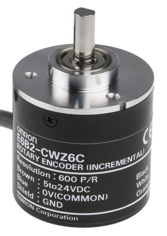 E6B2CWZ6C600PR2M Omron, Omron E6B2 Series Incremental Incremental Encoder,  600 ppr, NPN Open Collector Signal, Solid Type, 6mm Shaft, 744-5343