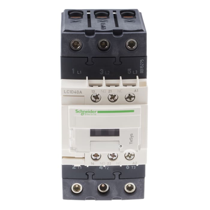 Schneider Electric TeSys D LC1D Contactor, 220 V ac Coil, 3-Pole, 40 A, 3NO, 690 V ac/dc