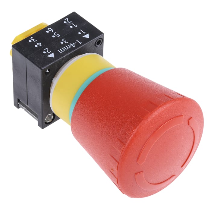 Siemens 3SB3 Series Latching Emergency Stop Push Button, Panel Mount, 22mm Cutout, SPDT, IP66