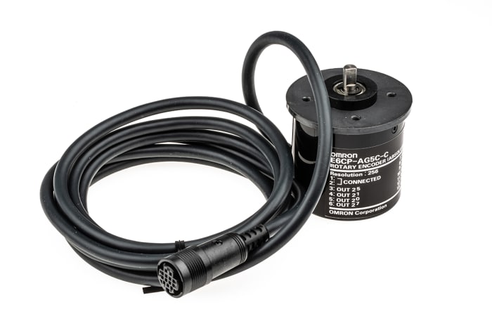 Omron E6CP Series Absolute Encoder, 256 ppr, Open Collector Signal, Solid Type, 6mm Shaft