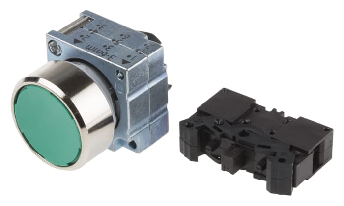 Siemens 3SB3 Series Push Button Complete Unit, Panel Mount, 22mm Cutout, SPST, IP67