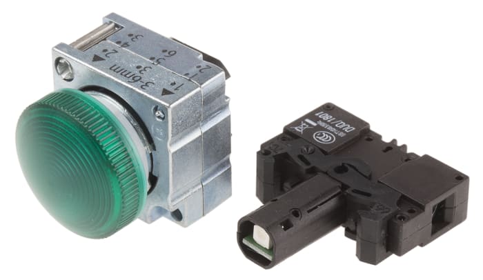 Siemens, Panel Mount Green LED Pilot Light, 22.3mm Cutout, IP66, 24 V ac/dc