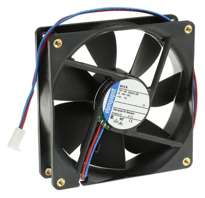 ebm-papst 3400 N Series Axial Fan, 12 V dc, DC Operation, 84m³/h, 2.2W, 92 x 92 x 25mm
