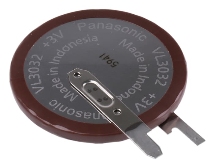 Panasonic VL3032 3V Lithium Vanadium Pentoxide Button Rechargeable Battery, 100mAh