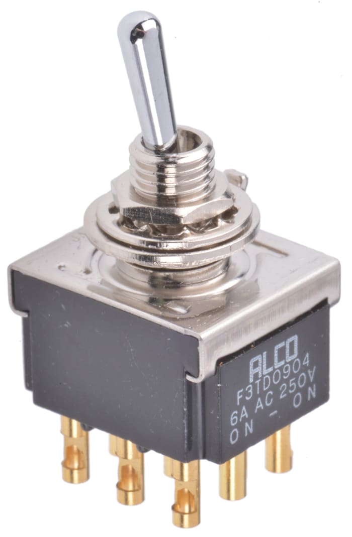 TE Connectivity Toggle Switch, Panel Mount, On-On, 3PDT, Solder Terminal, 125V