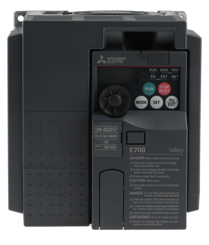 Variateur de fréquence Mitsubishi FR-E740, 1,5 kW 400 V c.a. 3 phases, 4 A, 0.2 → 400Hz