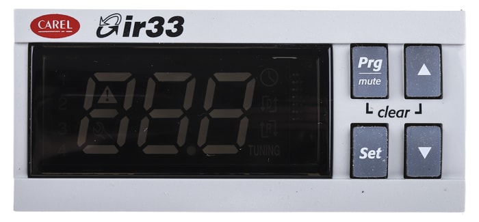 Carel IR33 Panel Mount PID Temperature Controller, 76.2 x 34.2mm, 2 Output Relay, 24 V ac/dc Supply Voltage