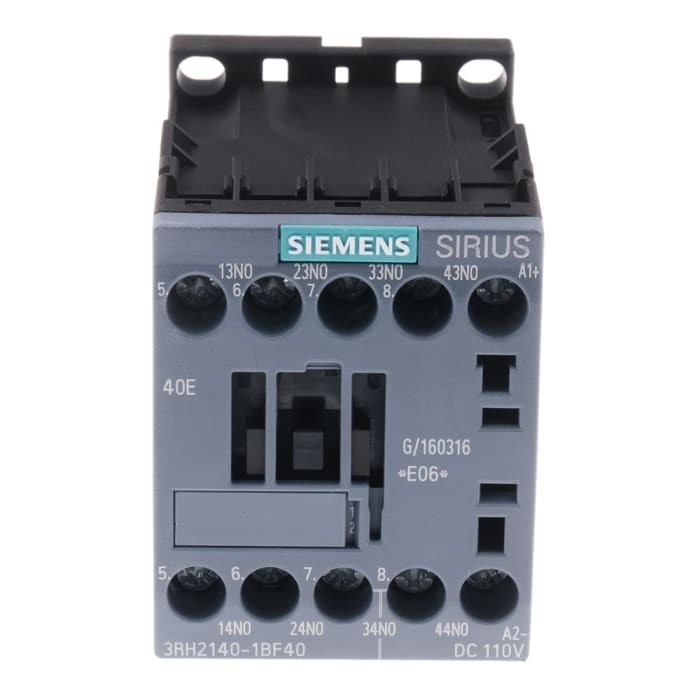 Contactor Siemens SIRIUS Innovation 3RH2 de 4 polos, 4 NA, 10 A, bobina 110 Vdc