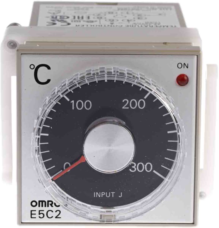 Omron E5C2 Panel Mount, Din-Rail Removable Socket Digital Thermometer Alarm, 48 x 48mm Relay, 100 → 240 V ac Supply