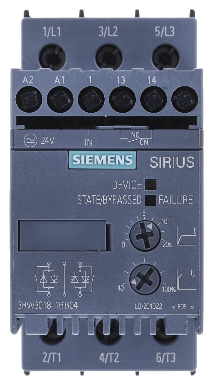 3RW30181BB04 Siemens Siemens 7.5 kW Soft Starter, 400 V ac, 3 Phase