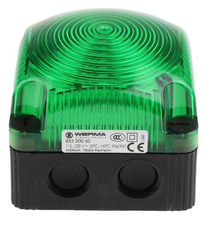 Balise Fixe à LED  verte Werma série BWM 853, 115 → 230 V c.a.