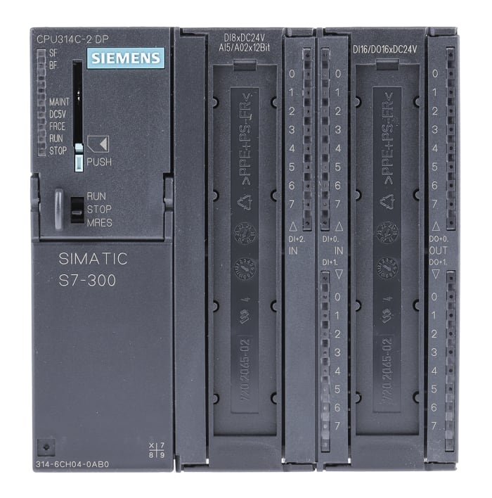 Siemens SIMATIC S7-300 Series PLC CPU, 24 V dc Supply, Analogue, Digital Output, 28 (24 Digital, 4 Analogue)-Input,