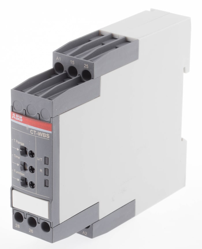 Relais temporisé ABB, 24 → 240 V ac, 24 → 48V c.c., Rail DIN, 2 contacts