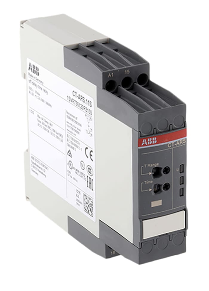 ABB DIN Rail Mount Timer Relay, 24 → 240V ac/dc, 1-Contact, 0.05 s → 10min, 1-Function, SPDT