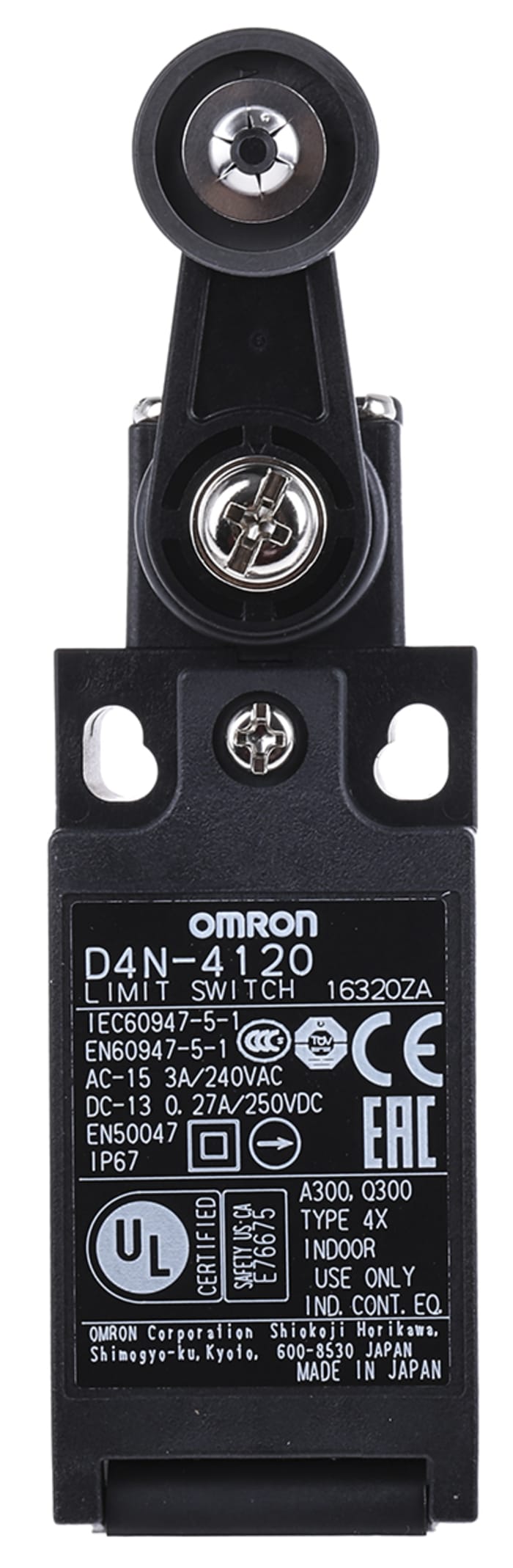 Omron D4N Series Roller Lever Interlock Switch, NO/NC, DPST, Plastic Housing