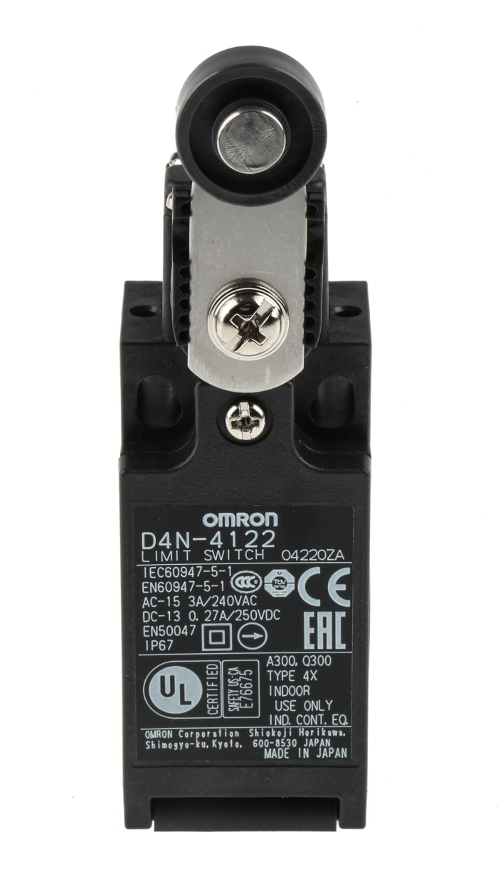 Omron D4N Series Roller Lever Interlock Switch, NO/NC, IP67, DPST