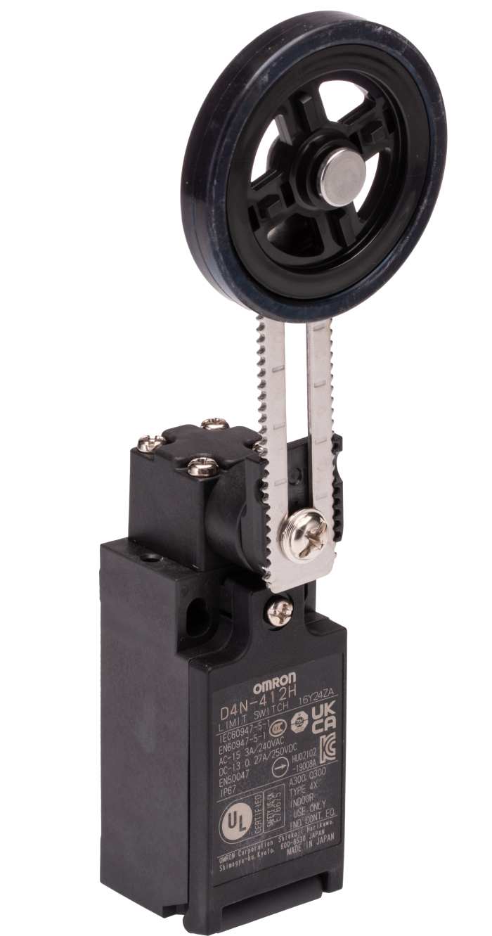 Omron D4N Series Roller Lever Limit Switch, 1NC/1NO, IP67, DPST, Plastic Housing