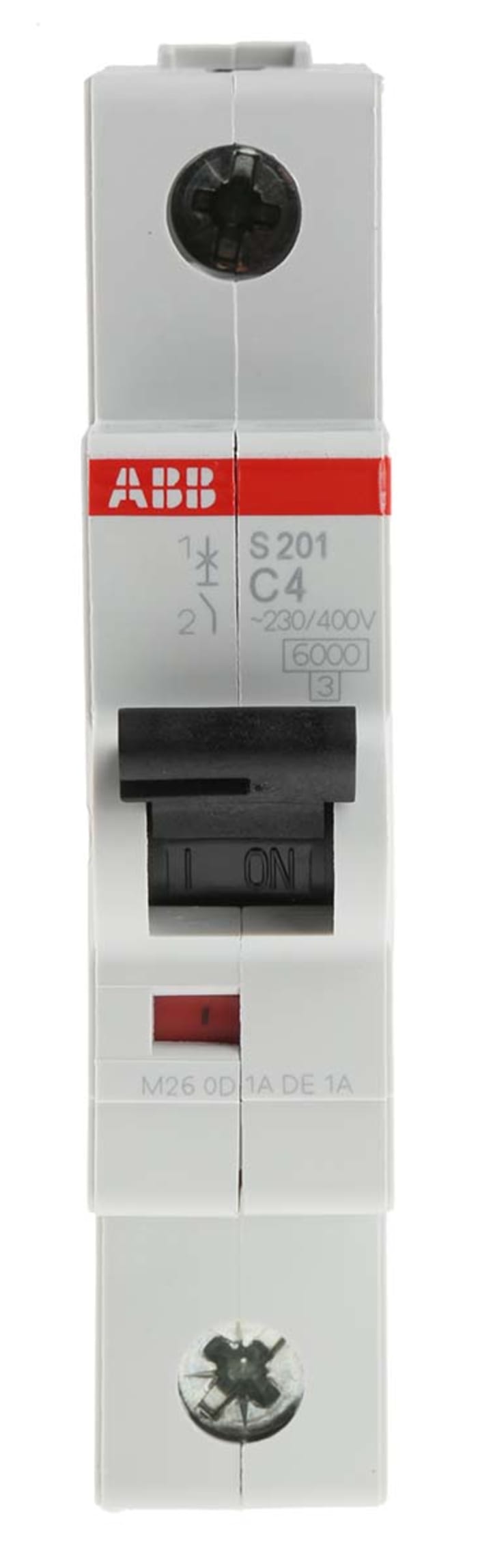 ABB System Pro M Compact S200 MCB, 1P, 4A Curve C, 253V AC, 72V DC, 6 kA Breaking Capacity