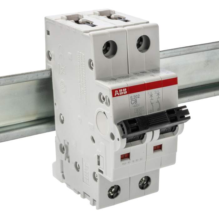 ABB System Pro M Compact S200 MCB, 2P, 8A Curve C, 400V AC, 125V DC, 10 kA Breaking Capacity