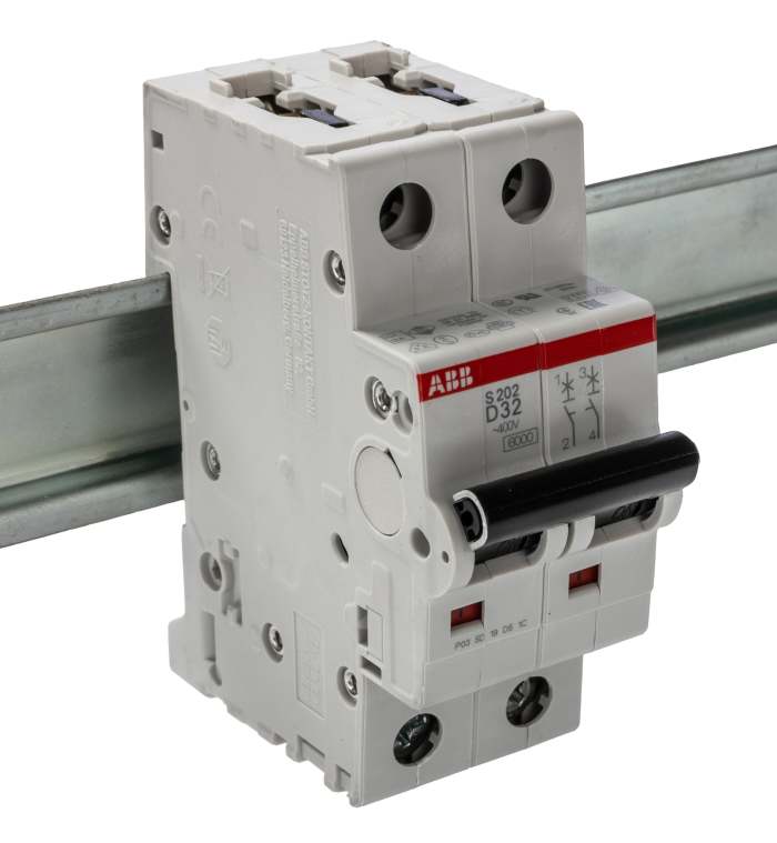 ABB System Pro M Compact S200 MCB, 2P, 32A Curve D, 400V AC, 125V DC, 10 kA Breaking Capacity