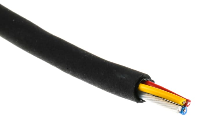 RS PRO 100m Mikrofon Kablosu, 4 Damarlı, Ekranlı, 60 V, Siyah Renkli, Dış Çap: 4,4mm, 0,22 mm² CSA