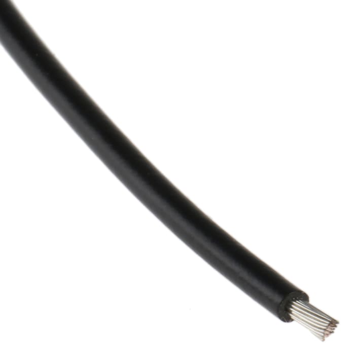 RS PRO Black 1 mm² Equipment Wire, 17 AWG, 32/0.2 mm, 100m, PVC Insulation