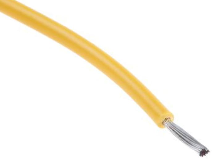 RS PRO Yellow 1 mm² Equipment Wire, 17 AWG, 32/0.2 mm, 100m, PVC Insulation