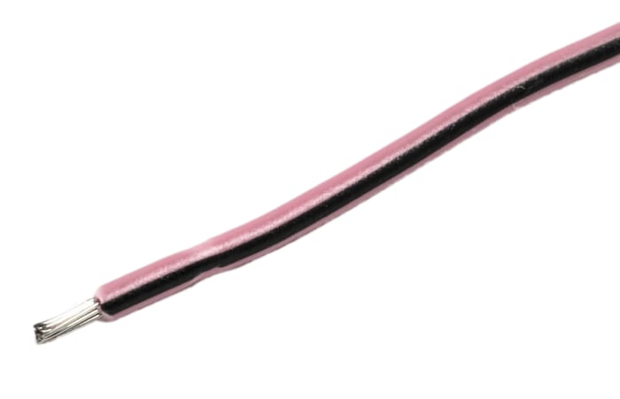 RS PRO Black/Pink 0.52 mm² Equipment Wire, 20 AWG, 16/0.2 mm, 100m, PVC Insulation