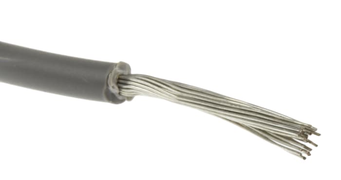 RS PRO Grey 0.75 mm² Equipment Wire, 18 AWG, 24/0.2 mm, 100m, PVC Insulation
