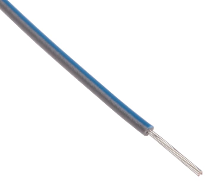 RS PRO Blue/Grey 0.2 mm² Equipment Wire, 24 AWG, 7/0.2 mm, 100m, PVC Insulation